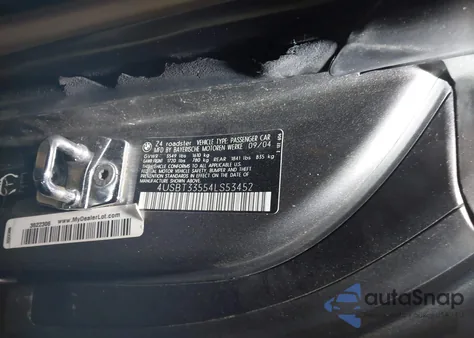 2004 BMW Z4 2.5I from USA, damaged, VIN 4USBT33554LS53452